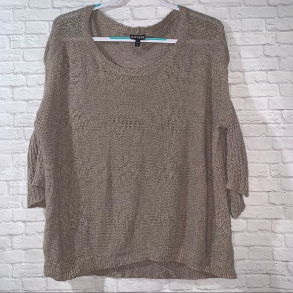 Express Sweaters - Beige Express Open Shoulder Sweater Sz. Large